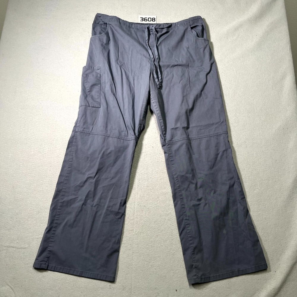 Scrubstar Cargo Scrub Pants Womens XL Gray Cotton Stretch Drawstring Waist